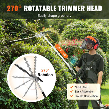 52CC 6-In-1 Gas Powered Landscaping Multi-Tool | Brush Cutter, Pole Saw & Hedge Trimmer Kit