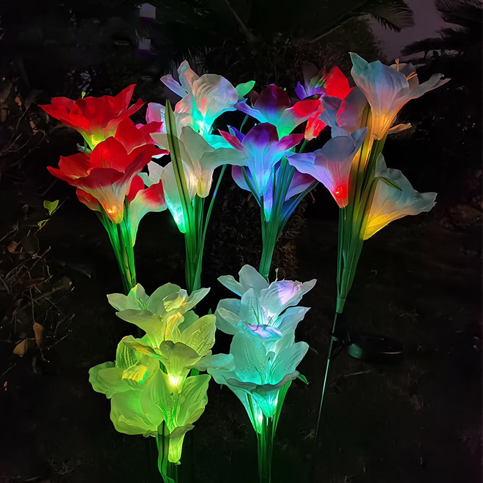 Solar Lily Flower Garden Lights – Color-Changing Waterproof Decor