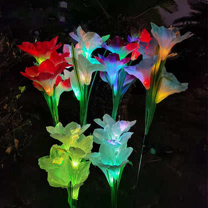 Solar Lily Flower Garden Lights – Color-Changing Waterproof Decor