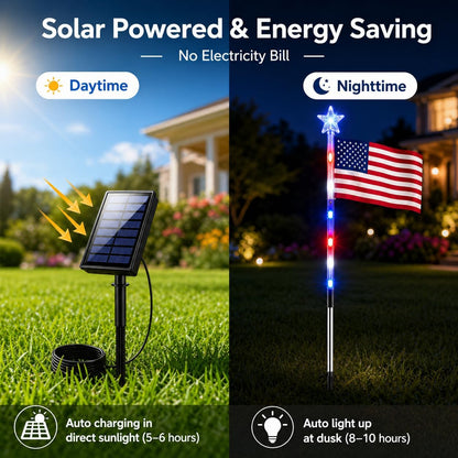 Solar American Flag Pathway Lights (8-Pack) – Waterproof Patriotic Decor