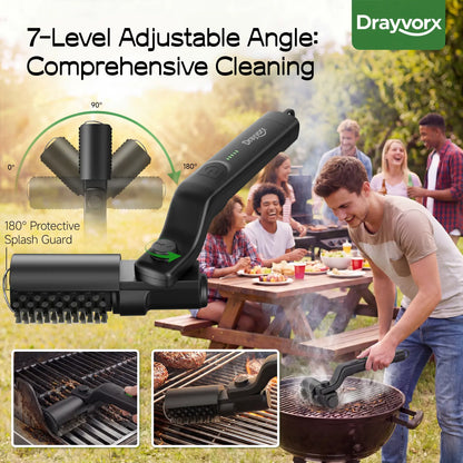 Cordless Electric BBQ Grill Brush & Spin Scrubber | 3-Speed Rechargeable Grill Cleaner Tool