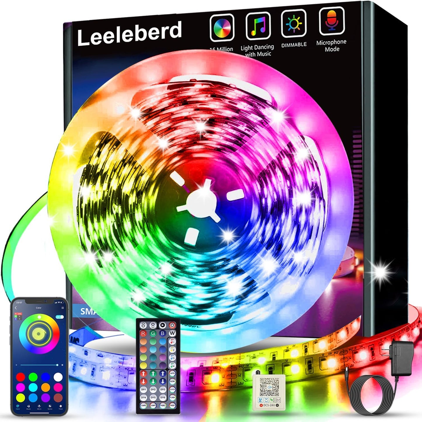 Smart RGB LED Strip Lights (32.8Ft) – Music Sync, App & Remote Control