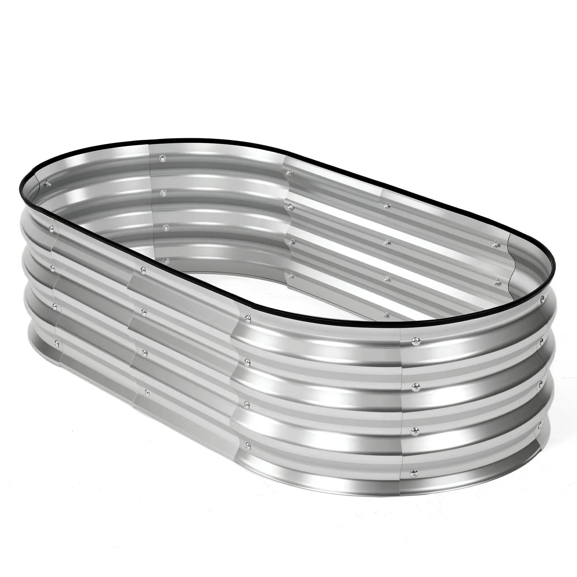 Silver Galvanized Metal Raised Garden Bed | 12" Deep Open-Bottom Planter Box