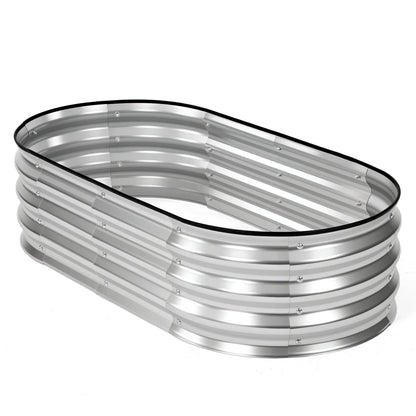 Silver Galvanized Metal Raised Garden Bed | 12" Deep Open-Bottom Planter Box