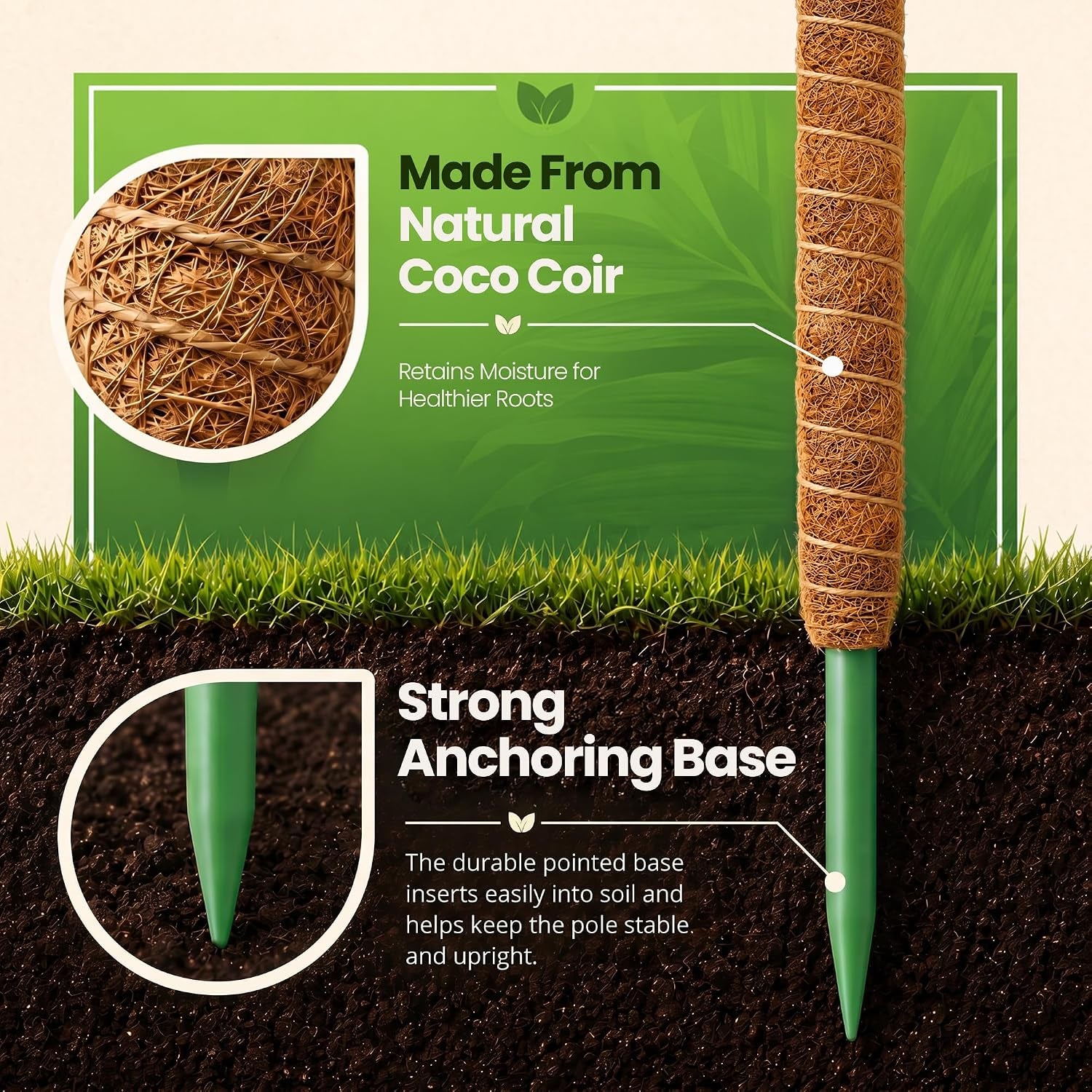 Bendable Moss Pole (2-Pack) – Monstera & Climbing Plant Support
