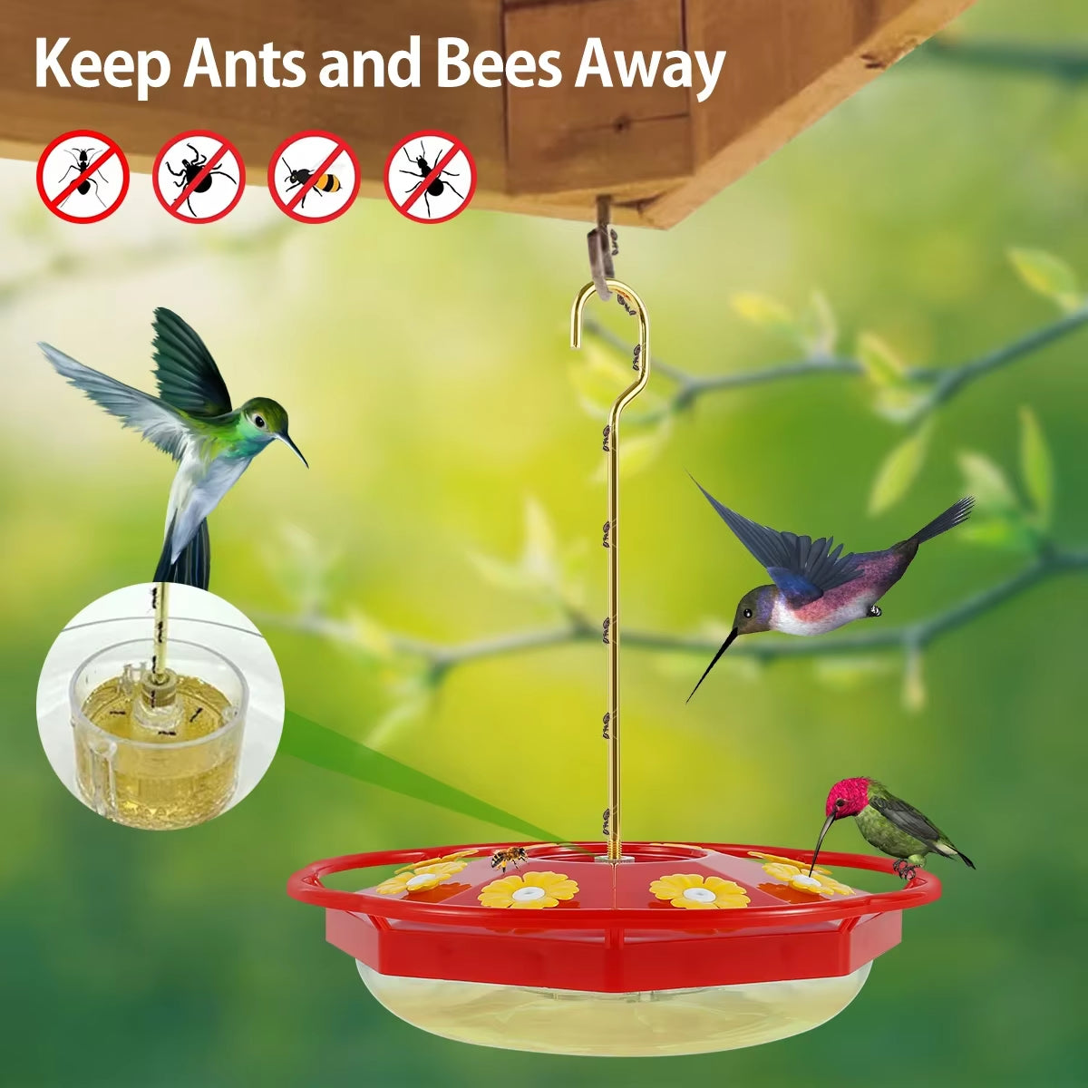 Hummingbird Feeder (8-Port, Ant & Bee Proof) – Flower-Shaped Hanging Bird Feeder