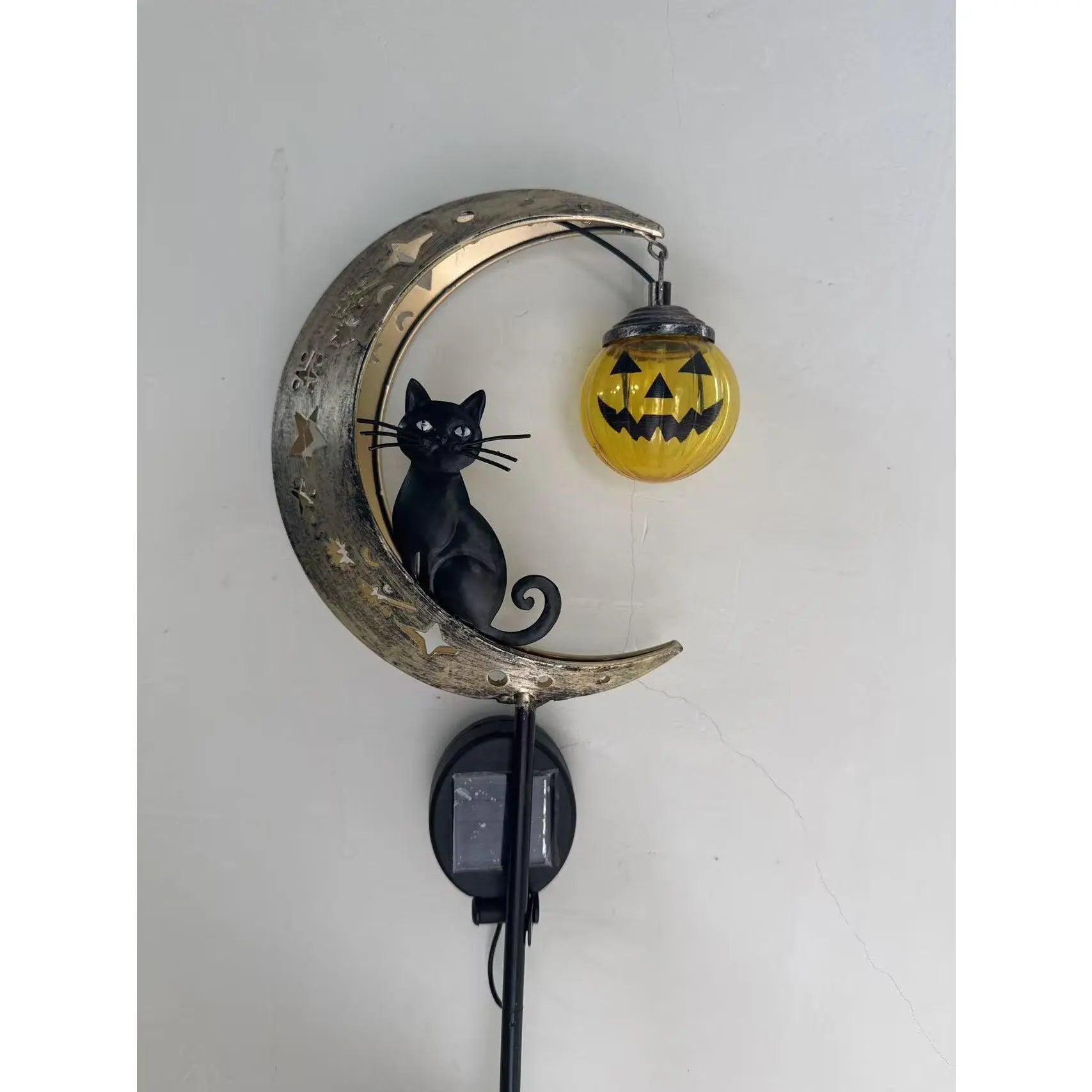 Solar-Powered Halloween Pathway Light | Black Cat & Pumpkin Waterproof Outdoor Garden Stake