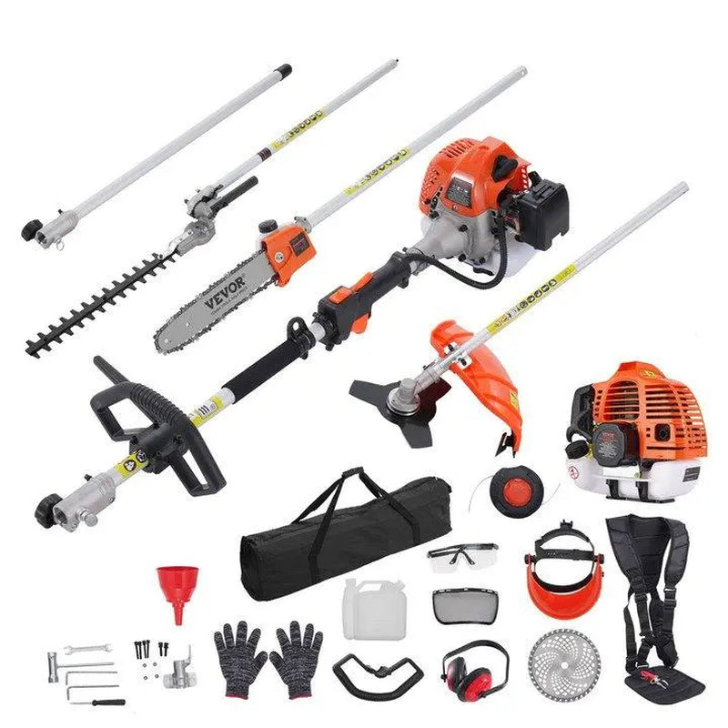 52CC 6-In-1 Gas Powered Landscaping Multi-Tool | Brush Cutter, Pole Saw & Hedge Trimmer Kit
