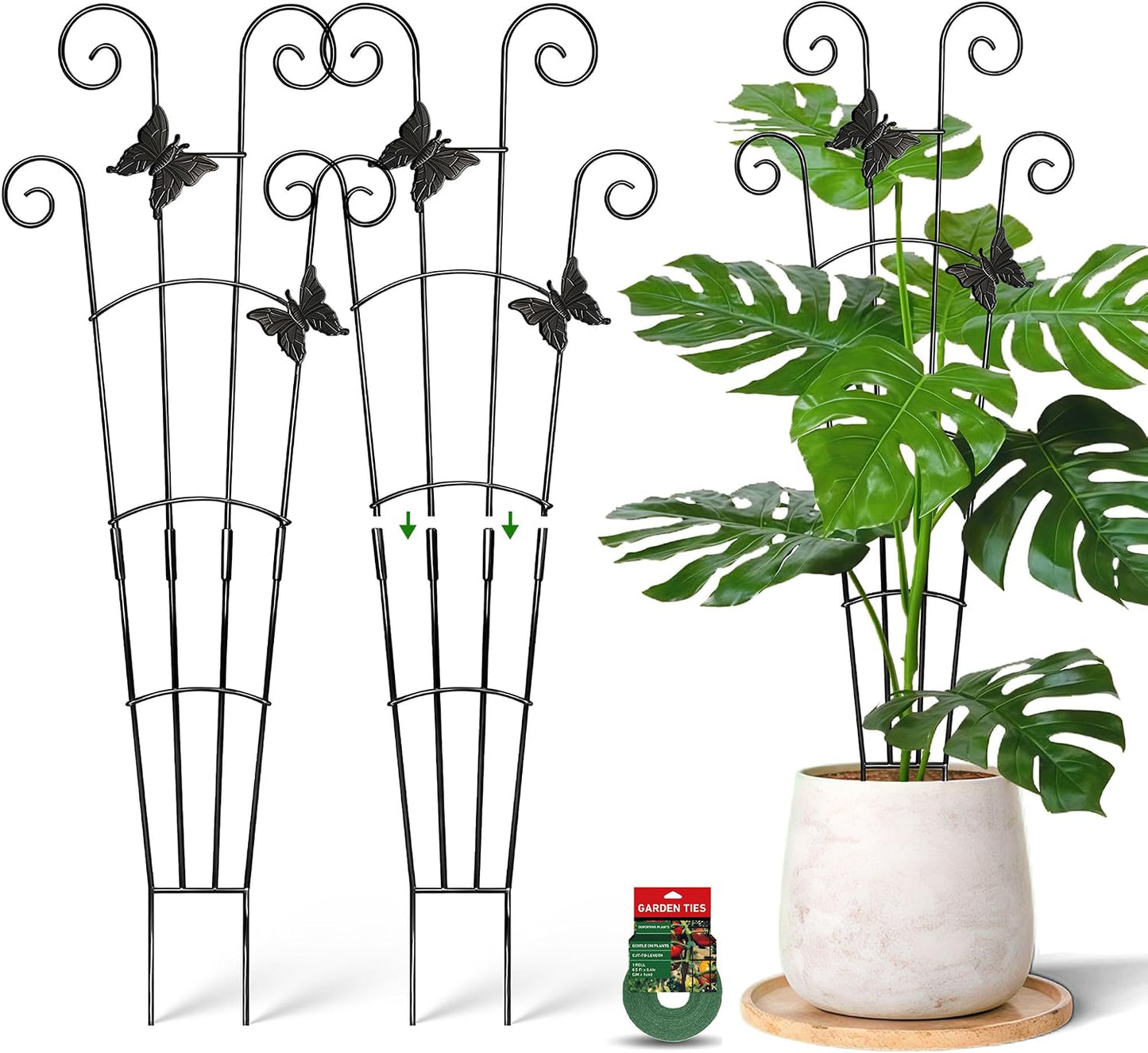 Monstera Plant Support Trellis (2-Pack) – Expandable Metal Stakes