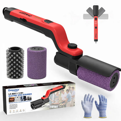 Cordless Electric BBQ Grill Brush & Spin Scrubber | 3-Speed Rechargeable Grill Cleaner Tool
