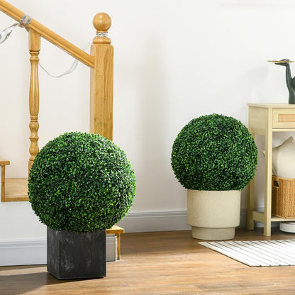 Boxwood Topiary Ball Set (2-Piece) – Uv-Protected Faux Plant Decor
