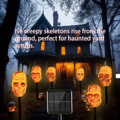 5-Piece Solar Halloween Pathway Lights | Skull & Ghost LED Garden Stakes (IP44 Waterproof)