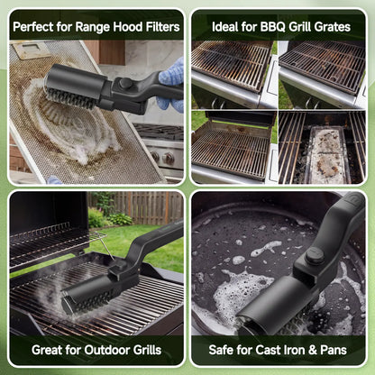 Cordless Electric BBQ Grill Brush & Spin Scrubber | 3-Speed Rechargeable Grill Cleaner Tool