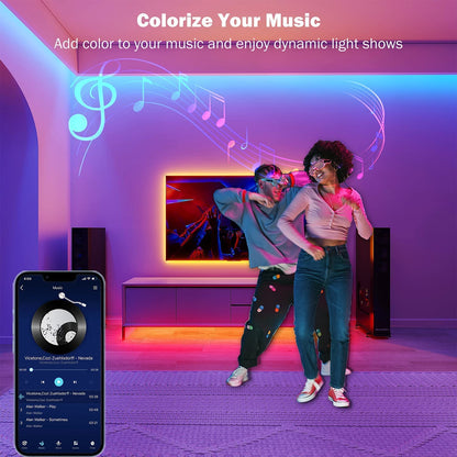 Smart RGB LED Strip Lights (32.8Ft) – Music Sync, App & Remote Control