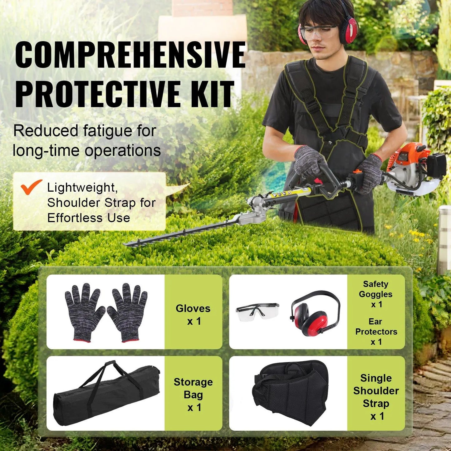 52CC 6-In-1 Gas Powered Landscaping Multi-Tool | Brush Cutter, Pole Saw & Hedge Trimmer Kit