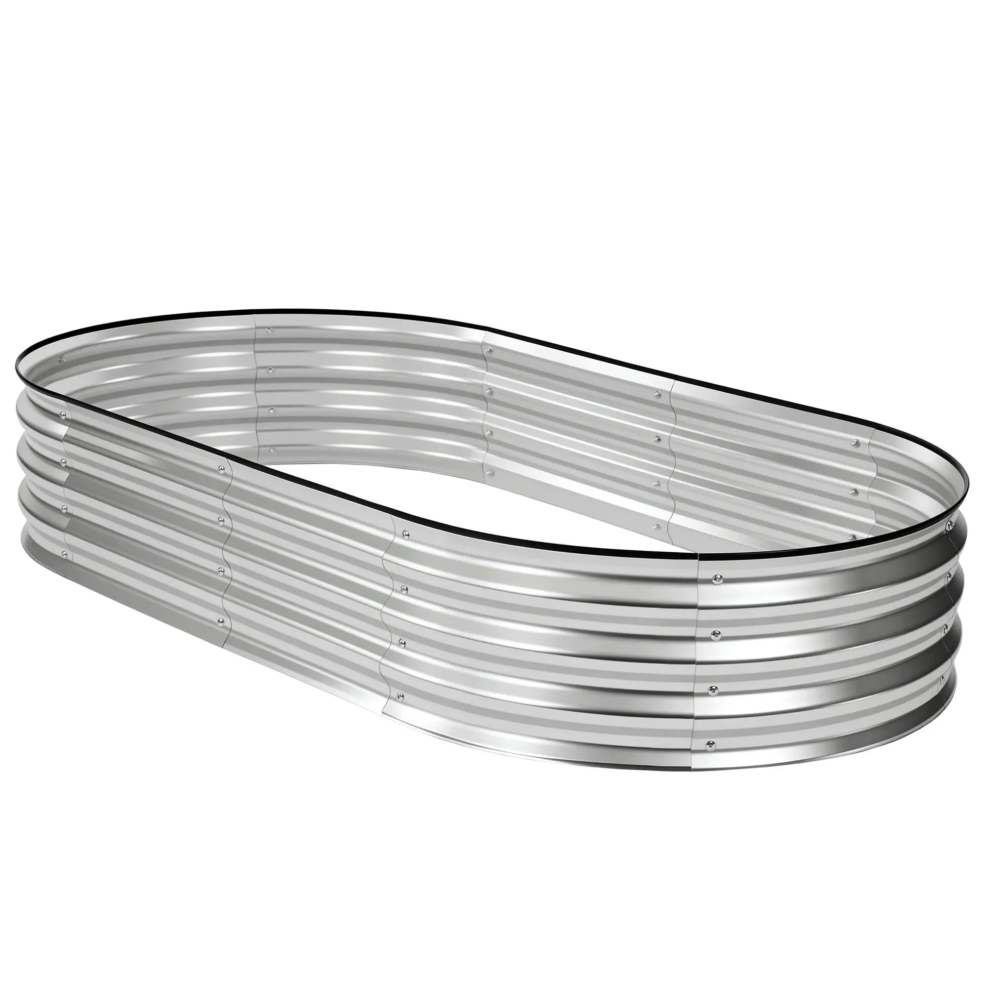 Silver Galvanized Metal Raised Garden Bed | 12" Deep Open-Bottom Planter Box