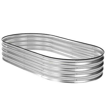 Silver Galvanized Metal Raised Garden Bed | 12" Deep Open-Bottom Planter Box