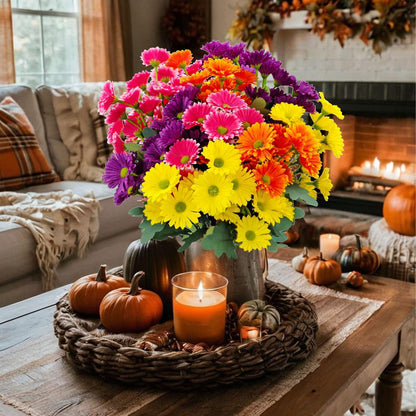 Artificial Gerbera Daisy Bouquets (8-Pack) – Uv-Resistant Garden Decor