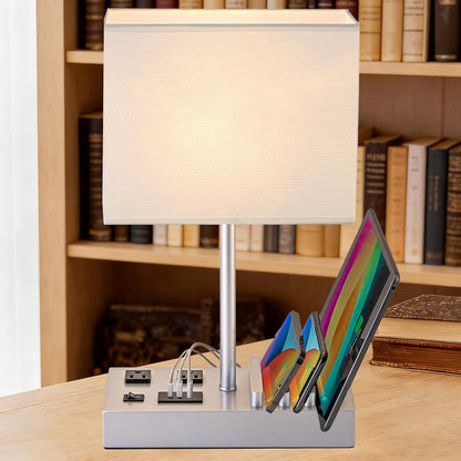 Bedside Lamp with 3 USB Ports & Phone Stand – Modern Nightstand Light