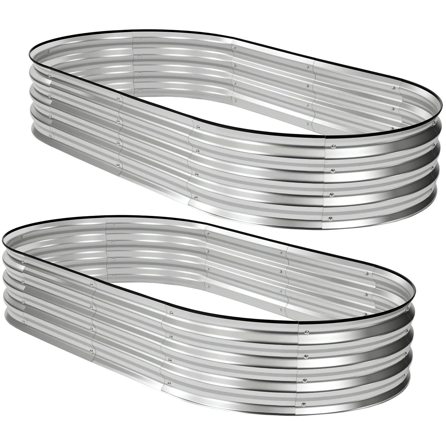 Silver Galvanized Metal Raised Garden Bed | 12" Deep Open-Bottom Planter Box