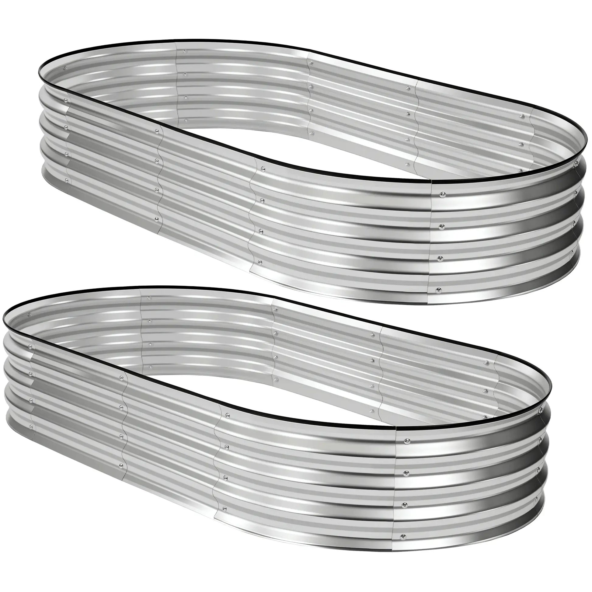 Silver Galvanized Metal Raised Garden Bed | 12" Deep Open-Bottom Planter Box