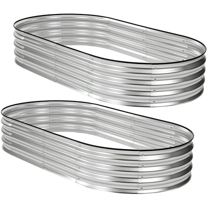 Silver Galvanized Metal Raised Garden Bed | 12" Deep Open-Bottom Planter Box