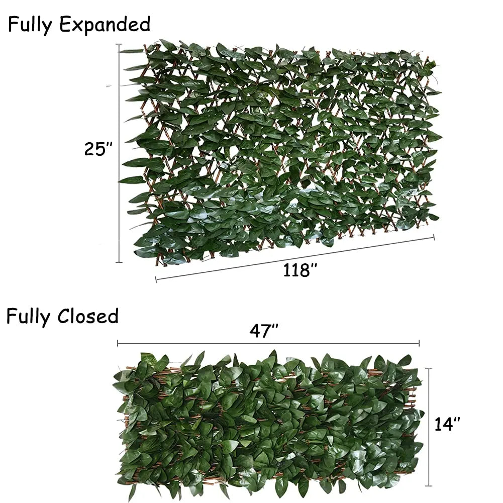 Expandable Artificial Ivy Privacy Fence Screen | Retractable Garden Trellis & Balcony Decor