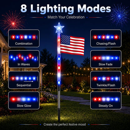 Solar American Flag Pathway Lights (8-Pack) – Waterproof Patriotic Decor