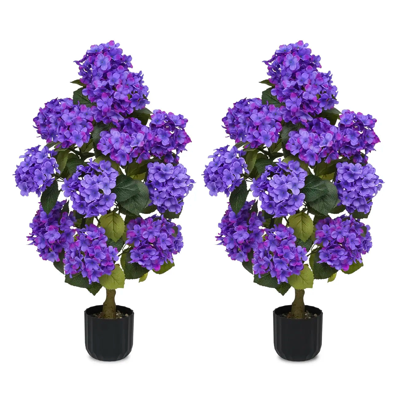 2-Pack 3ft Artificial Hydrangea Potted Plants | Realistic Silk Flower Trees with Planters