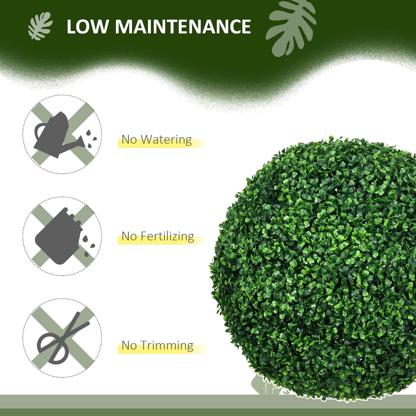 Boxwood Topiary Ball Set (2-Piece) – Uv-Protected Faux Plant Decor