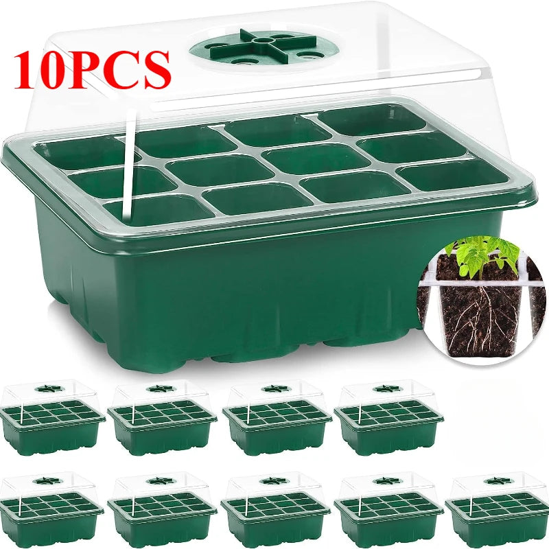 10-Piece Seed Starter Tray Kit – Mini Greenhouse Propagator with Dome