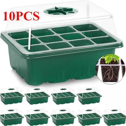 10-Piece Seed Starter Tray Kit – Mini Greenhouse Propagator with Dome