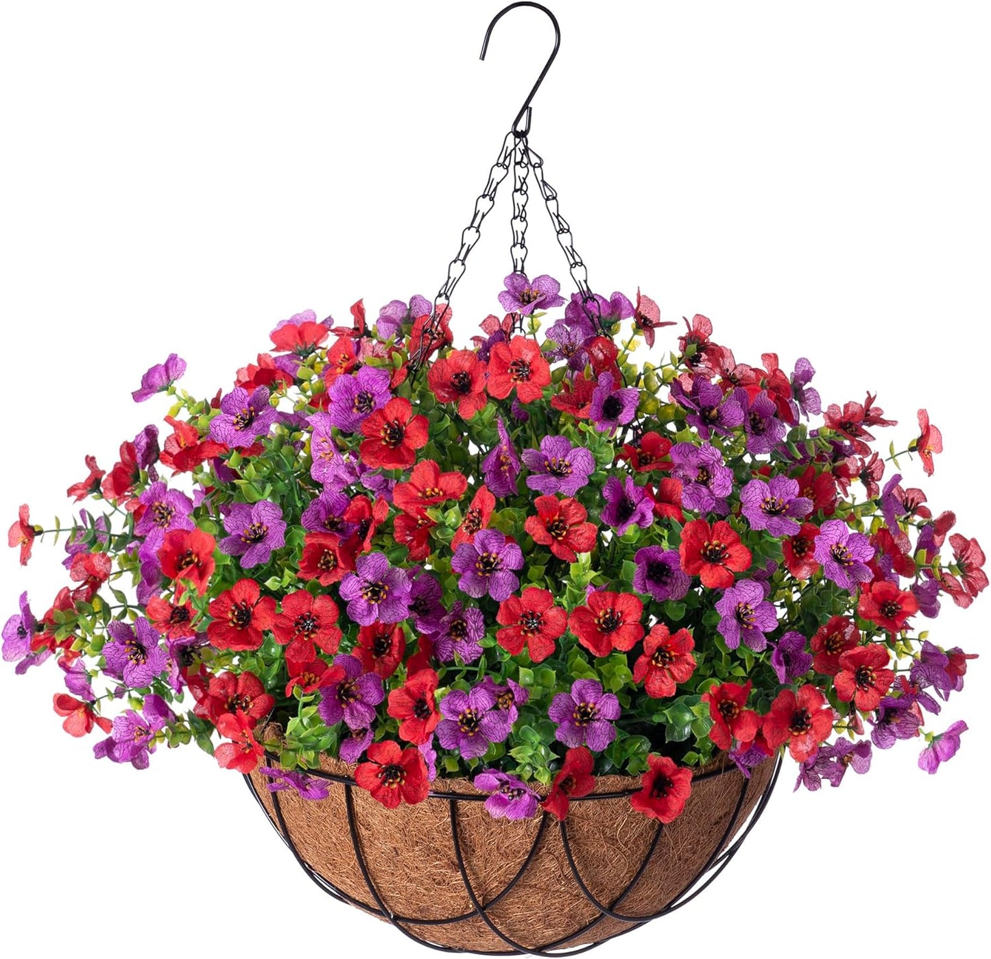 Uv-Resistant Silk Flower Basket Set – Porch & Patio Hanging Decor