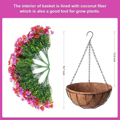 Uv-Resistant Silk Flower Basket Set – Porch & Patio Hanging Decor