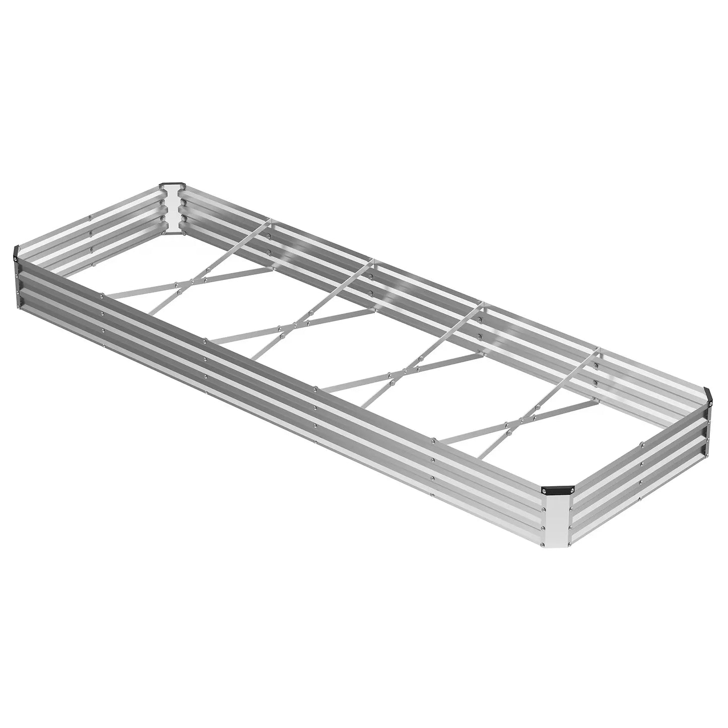 Silver Galvanized Metal Raised Garden Bed | 12" Deep Open-Bottom Planter Box