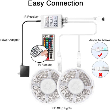 Color-Changing LED Strip Lights (60Ft) – Remote-Controlled Bedroom Lighting