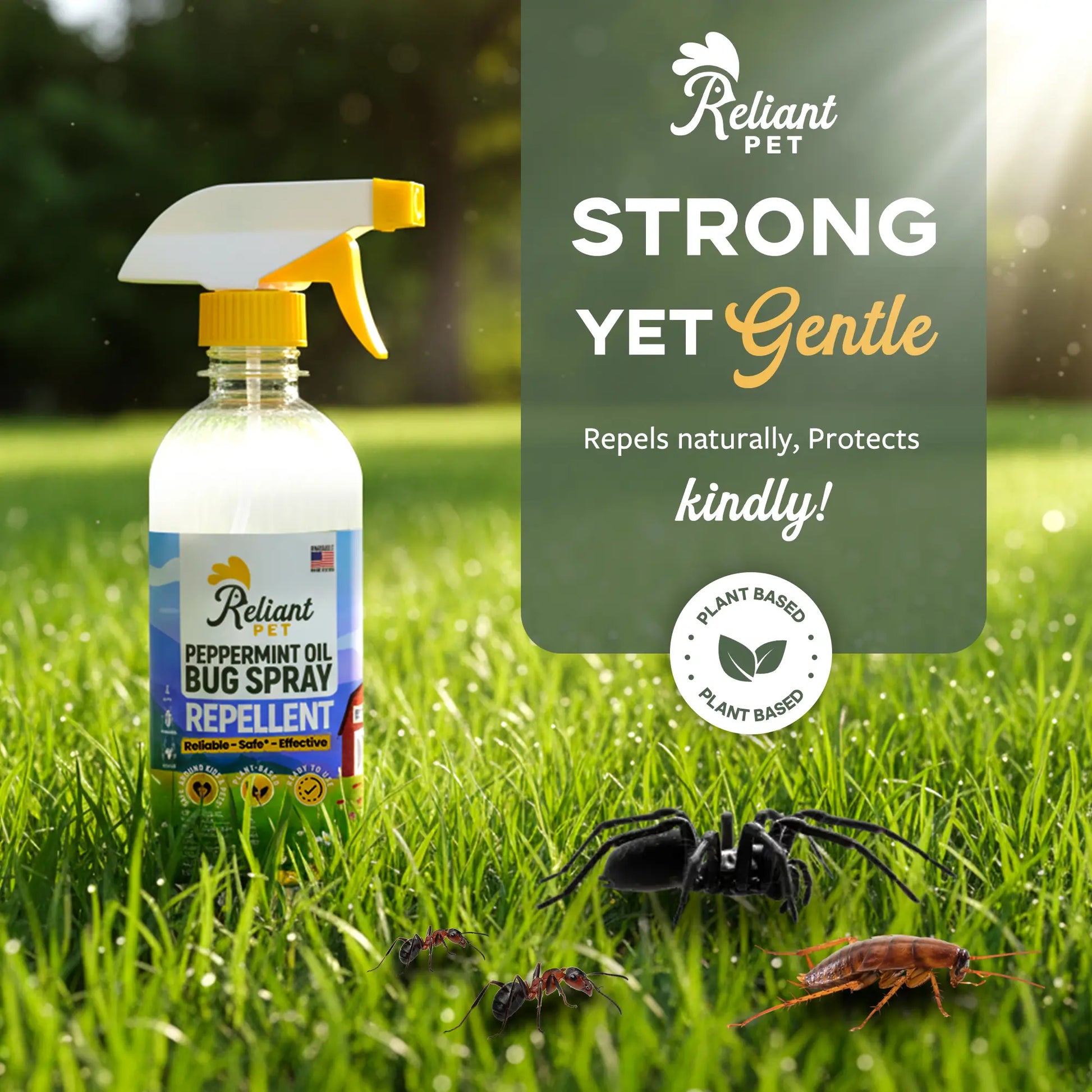 Reliant Natural Peppermint Oil Bug Spray | Ant, Spider & Roach Repellent | Pet & Kid Safe (16 oz, Made in USA)