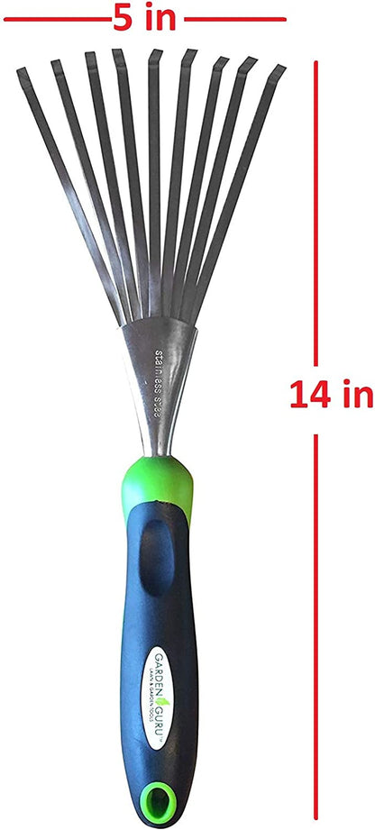 Ergonomic Stainless Steel Garden Rake – Soil Tiller & Cultivator