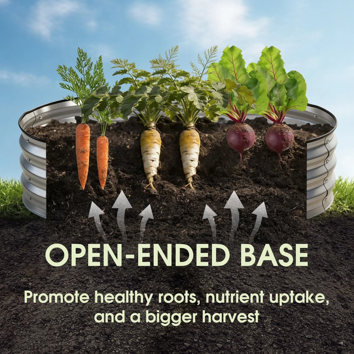 Silver Galvanized Metal Raised Garden Bed | 12" Deep Open-Bottom Planter Box