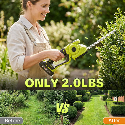 Cordless 2-In-1 Grass Shear & Shrub Trimmer | Lightweight Handheld Electric Hedge Clipper (Includes 2x 21V Batteries)
