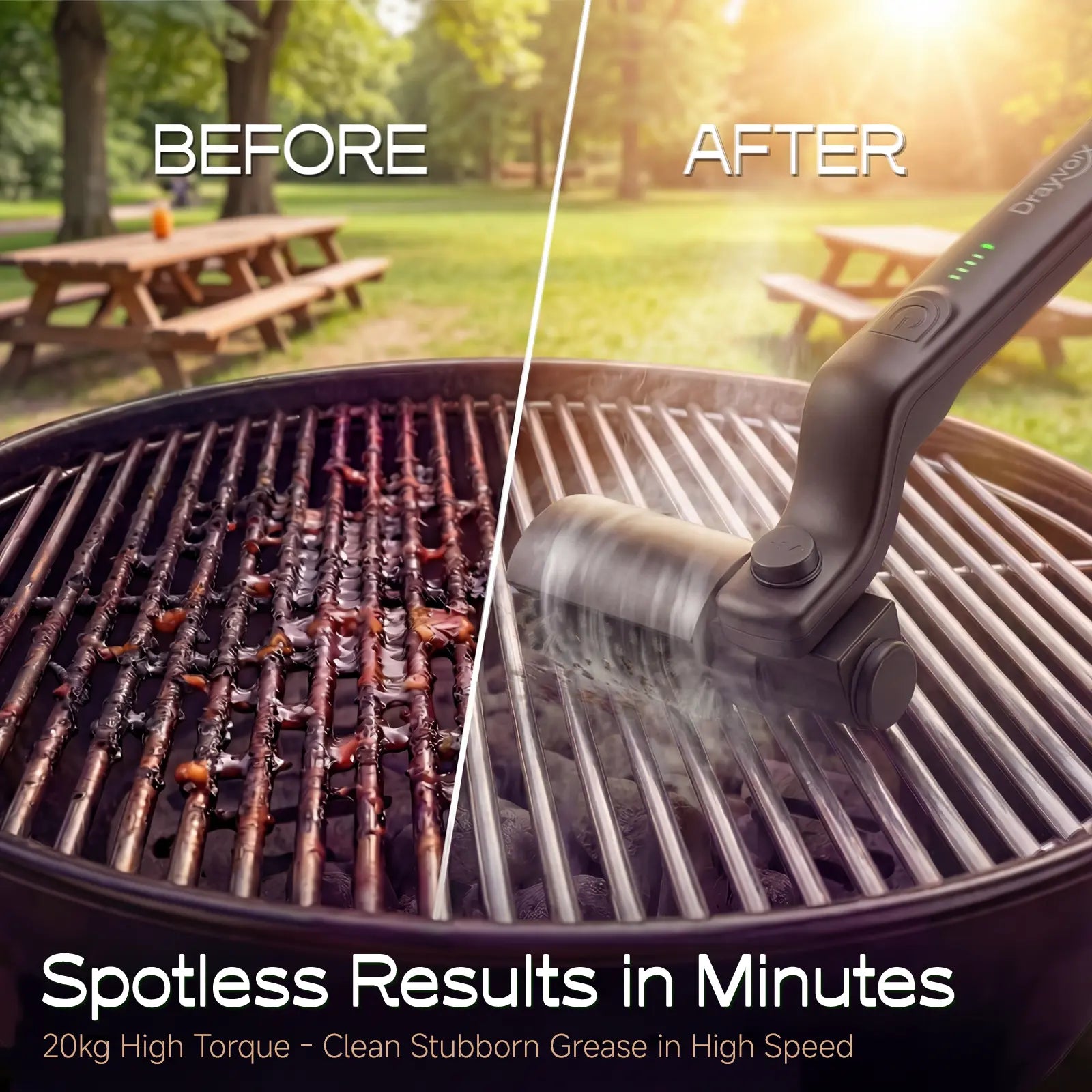 Cordless Electric BBQ Grill Brush & Spin Scrubber | 3-Speed Rechargeable Grill Cleaner Tool