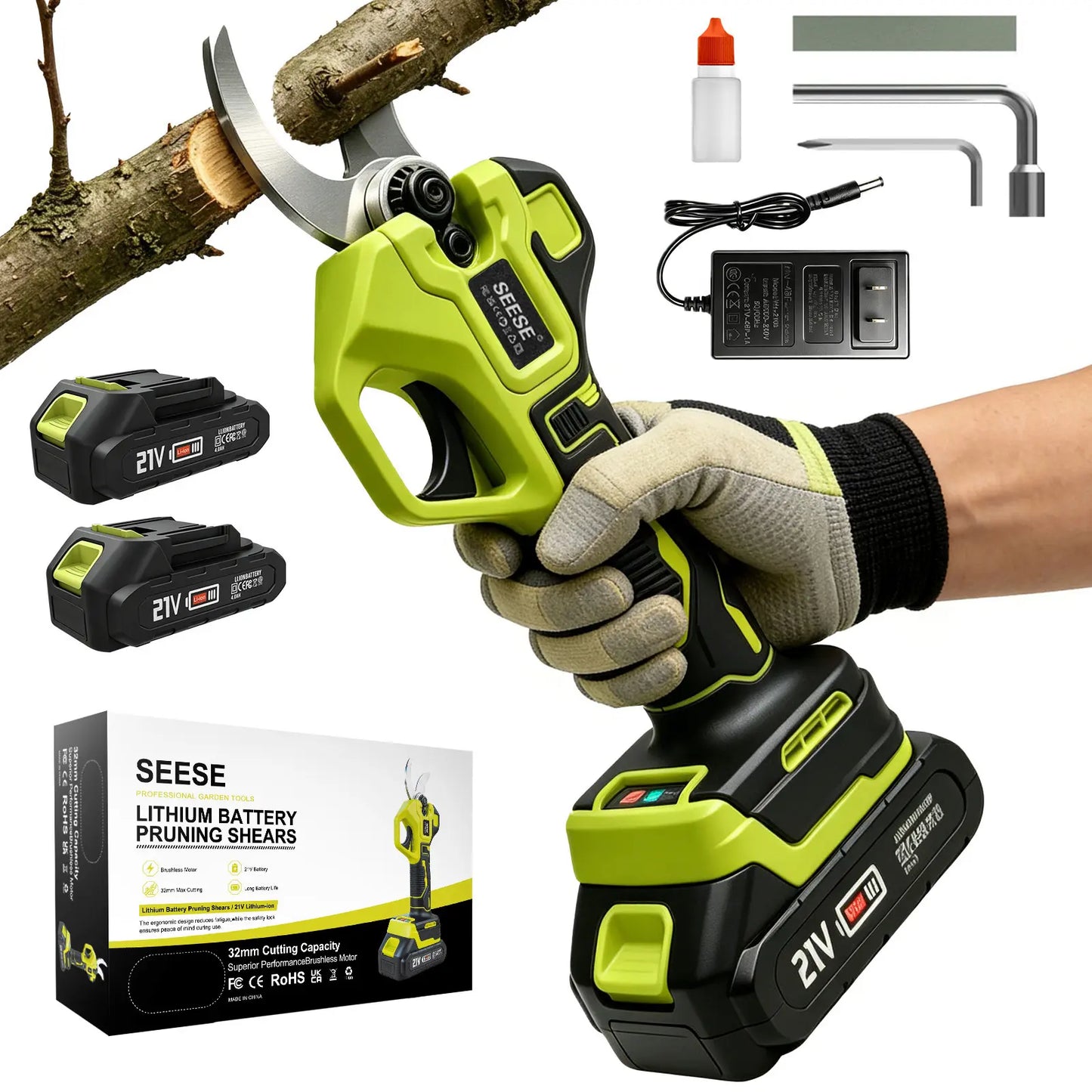 Cordless Electric Pruning Shears | 1.25" Brushless Branch Pruner (Includes 2x 21V Batteries)