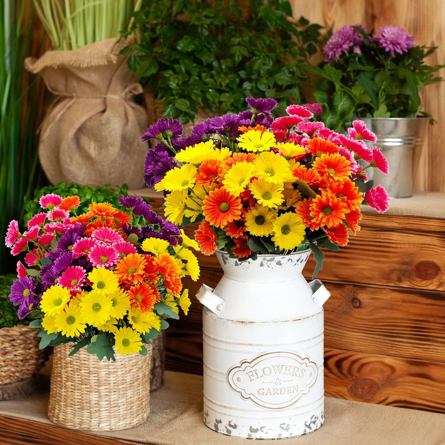 Artificial Gerbera Daisy Bouquets (8-Pack) – Uv-Resistant Garden Decor