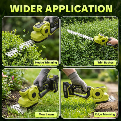 Cordless 2-In-1 Grass Shear & Shrub Trimmer | Lightweight Handheld Electric Hedge Clipper (Includes 2x 21V Batteries)