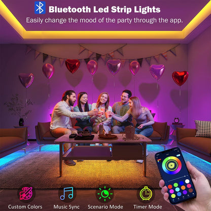 Smart RGB LED Strip Lights (32.8Ft) – Music Sync, App & Remote Control