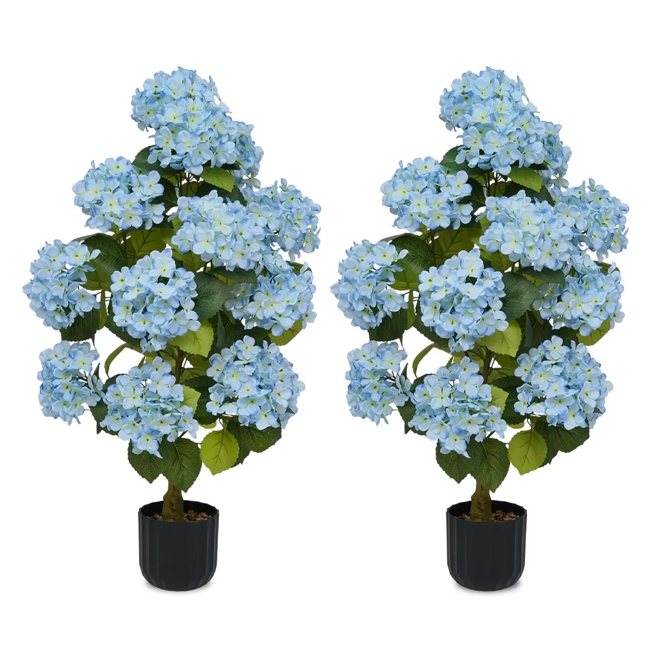 2-Pack 3ft Artificial Hydrangea Potted Plants | Realistic Silk Flower Trees with Planters