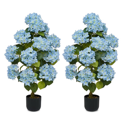 2-Pack 3ft Artificial Hydrangea Potted Plants | Realistic Silk Flower Trees with Planters