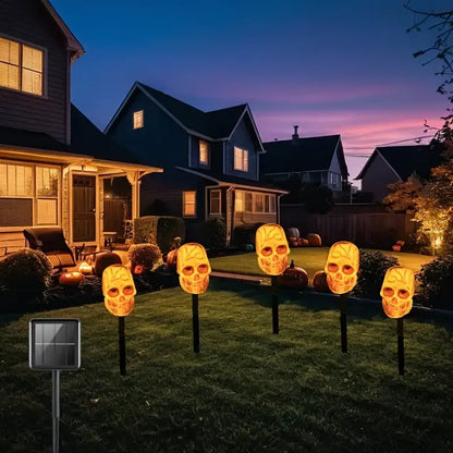 5-Piece Solar Halloween Pathway Lights | Skull & Ghost LED Garden Stakes (IP44 Waterproof)