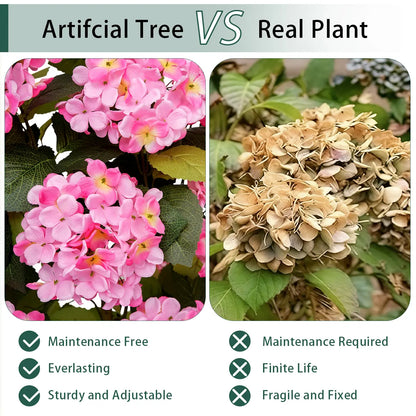 2-Pack 3ft Artificial Hydrangea Potted Plants | Realistic Silk Flower Trees with Planters