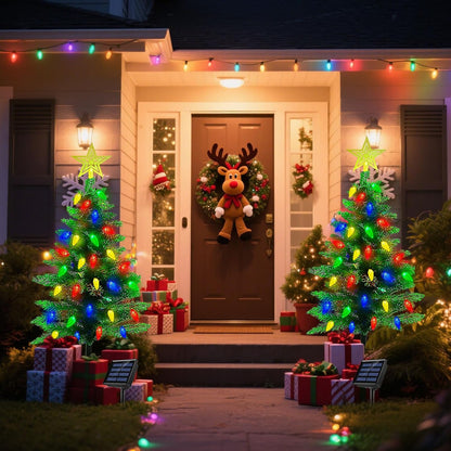 Solar Mini Christmas Trees (2-Pack) – Waterproof Outdoor Holiday Lights